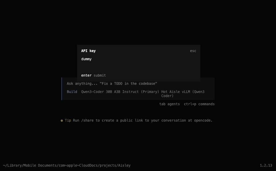 opencode api connect