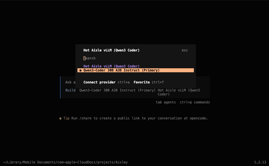 opencode model connect