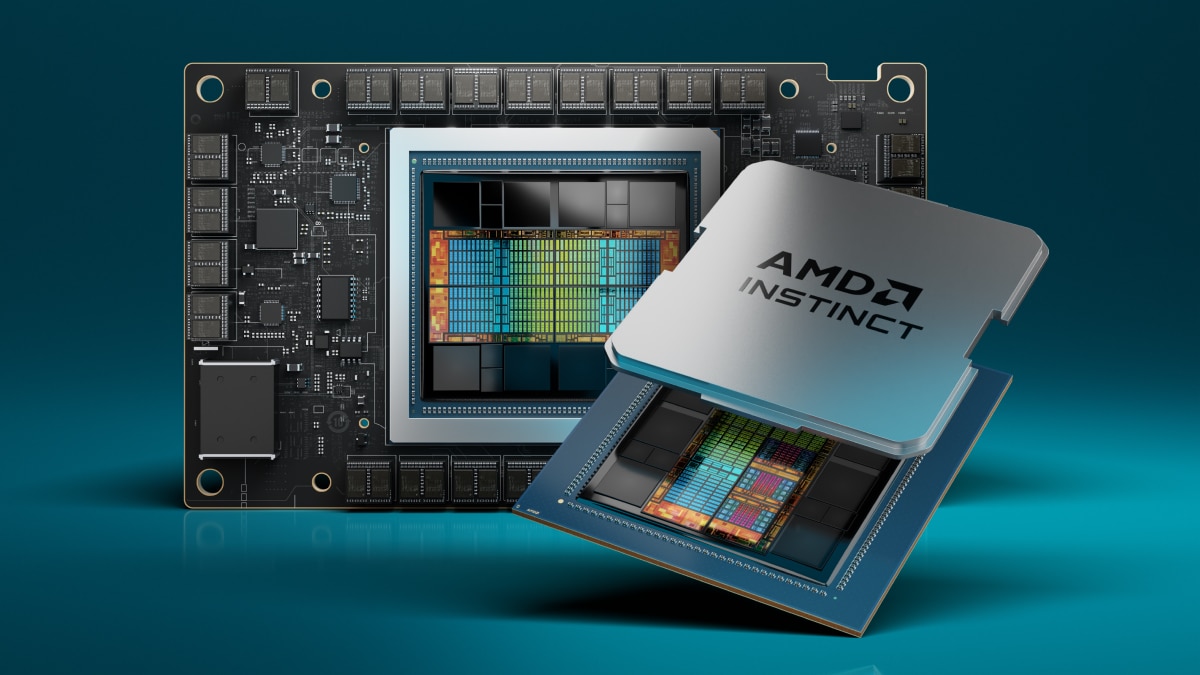 AMD Instinct MI300X accelerator package and board